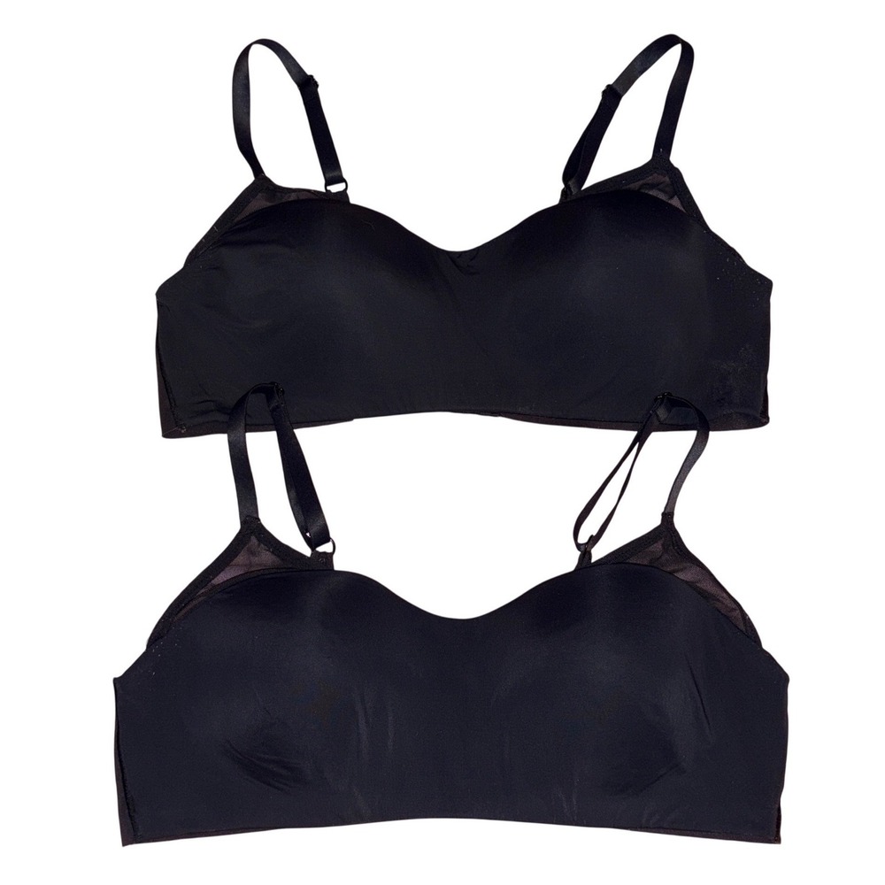 Maidenform Womens Black Wirefree Bra‎ Lot Seamless Stretch Bralette (2 Pack) L